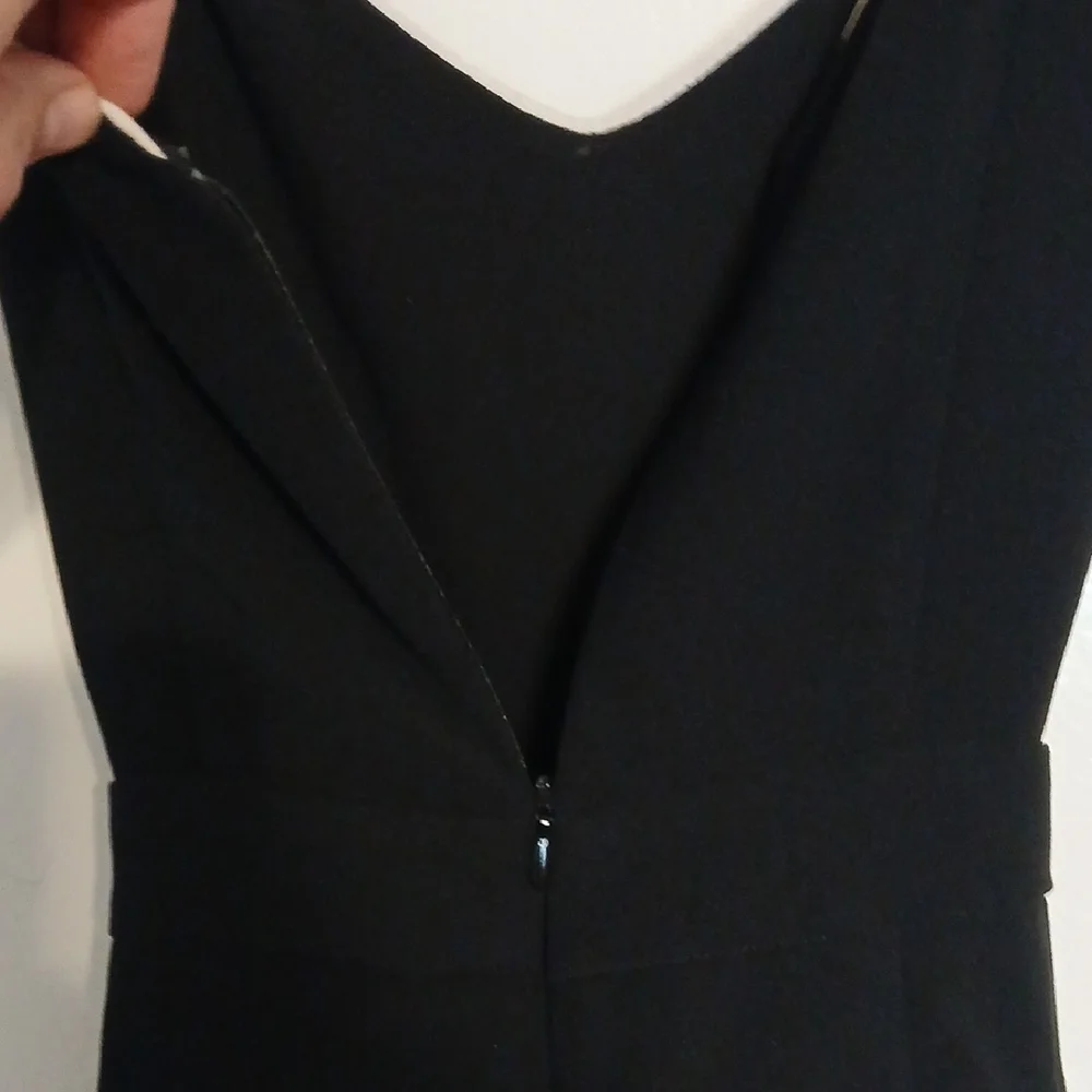 Anthropologie Black Jumpsuit with White Piping and Waist Tie - Picture 5 of 7